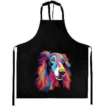 Discover Watercolor Colorful Russian Greyhound Aprons