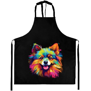 Discover Watercolor Colorful Pomeranian Aprons
