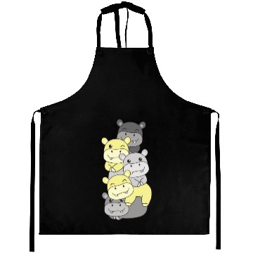 Discover Perigender Flag Pride Lgbtq Cute Hippo Stack Aprons