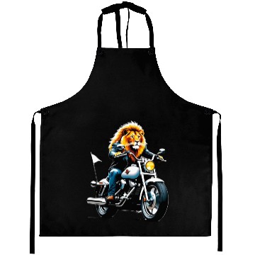 Discover Lion Riding Motorcycle Aprons