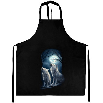 Discover Wolf Moon White Wolf Lover Gift Aprons