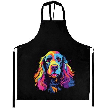 Discover Watercolor Colorful American Cocker Spaniel Aprons