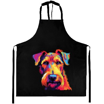 Discover Watercolor Colorful Airedale Terrier Aprons