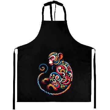 Discover Elegant Monkey Chinese Zodiac Artistic Aprons