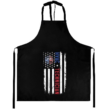 Discover HVAC Technician US American Flag HVAC Mechanic Eng Aprons