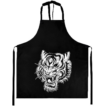 Discover Dark Angry Tiger Sideview Aprons