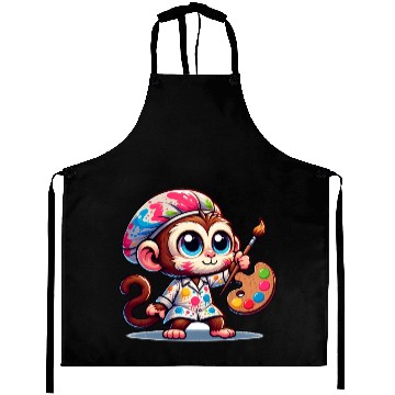 Discover Cute Monkey Artist Aprons