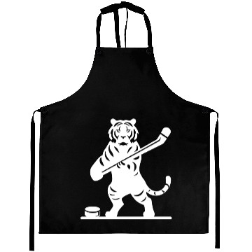 Discover Tiger Hockey Player Silhouette Aprons