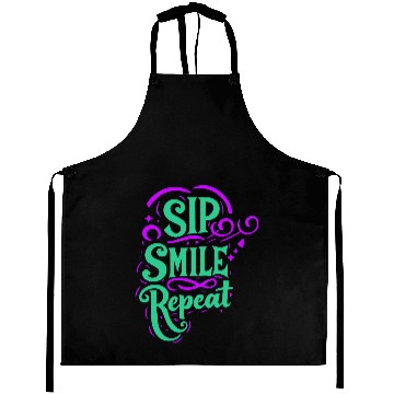 Discover typography Aprons design Sip Smile Repeat