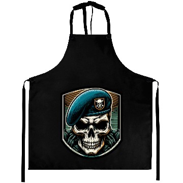 Discover Beret Skull Military Emblem Aprons