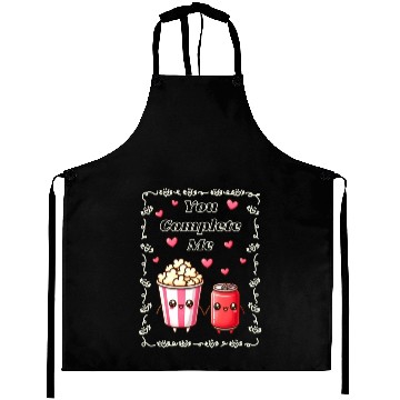 Discover You Complete Me a cute kawaii-style popcorn cola Aprons