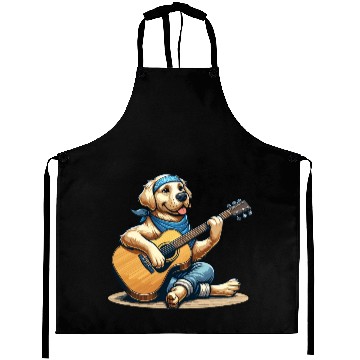 Discover Golden Retriever playing Guitar Aprons