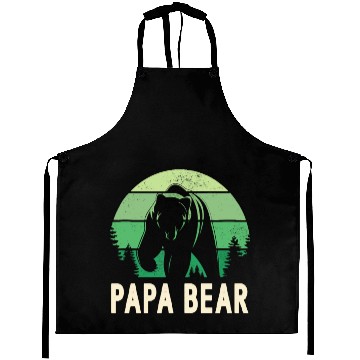 Discover Papa Bear Forest Green Retro Mens Aprons