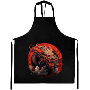 Discover Chinese Red Dragon Aprons