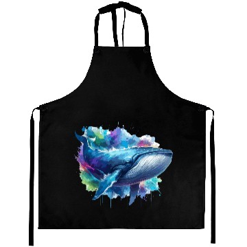 Discover Blue Whale Colourful background Aprons