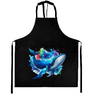 Discover Blue Whale Colourful background Aprons