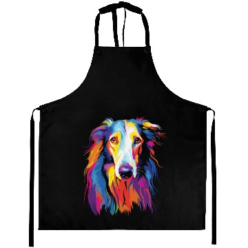 Discover Watercolor Colorful Russian Greyhound Aprons