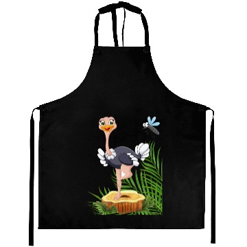 Discover Whimsical Stork with Insect View Aprons