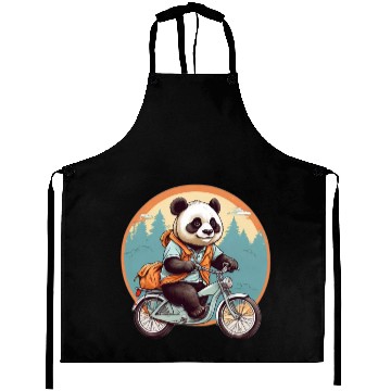 Discover Panda Riding Bicycle Aprons