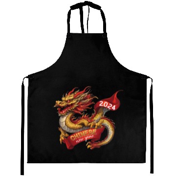 Discover Chinese New Year Dragon: Red Gold Grey White Aprons