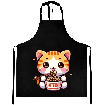 Discover Cute Cat Eating Ramen Aprons