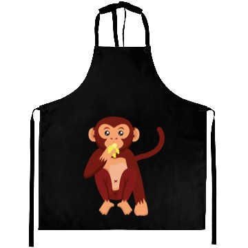 Discover Cute monkey eating banana Aprons