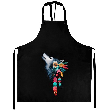 Discover Howling Wolf Native American Style Design Aprons
