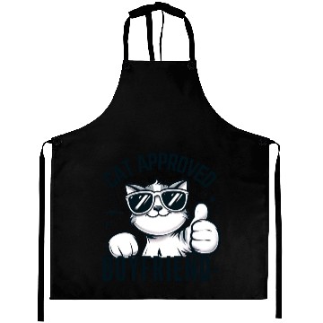 Discover Cat Approved Boyfriend Graphic Aprons