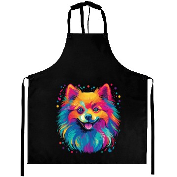 Discover Watercolor Colorful Pomeranian Aprons