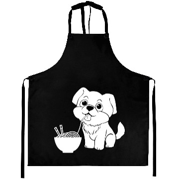 Discover Cute Dog Eating Ramen Aprons