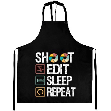 Discover Funny Shoot Edit Sleep Repeat Photography Camera Aprons