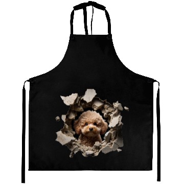 Discover Toy Poodle Peeking Through a Hole Aprons