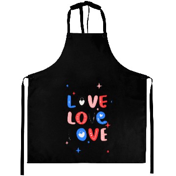Discover White Red Pink Light Blue Black Bold Valentine Aprons