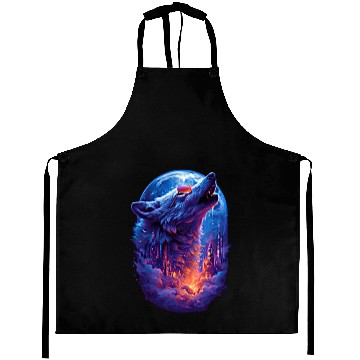 Discover Cool Wolf Howling Aprons