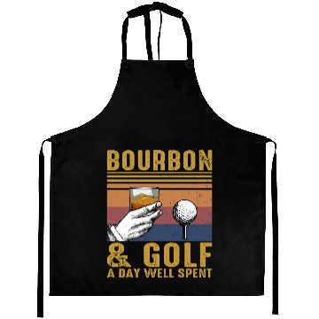 Discover Bourbon Golf Funny Golfer Bourbon Lover Aprons