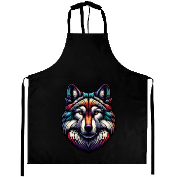 Discover Vivid Abstract Wolf Aprons