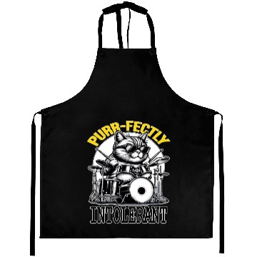 Discover Cat Drummer, Purrfectly Intolerant Beat Master Aprons