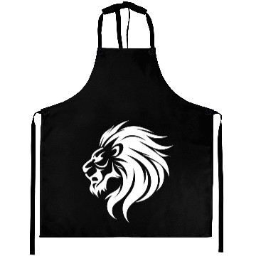 Discover Angry Lion Head Tattoo Style Waving Mane Aprons