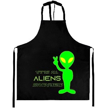 Discover We're All Aliens Somewhere v2 Aprons
