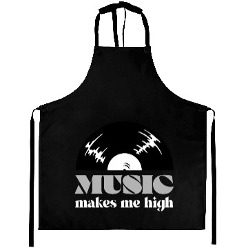 Discover Music makes me high Vinyl Aprons