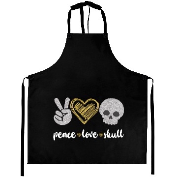 Discover Peace Love Skull Aprons