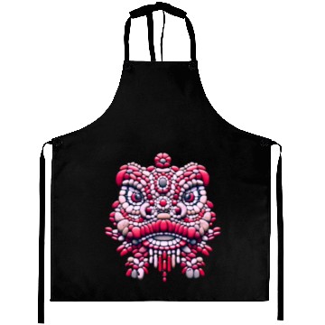 Discover Chinese New Year - Pink Peony Lion Dance Mask Aprons