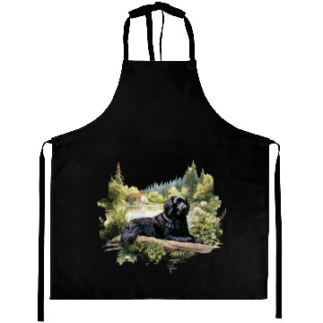 Discover Newfoundland Dog Cottagecore Lakeside Serenity Aprons