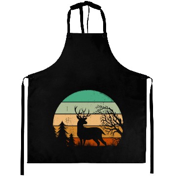 Discover Serene Deer Twilight Forest Silhouette Aprons