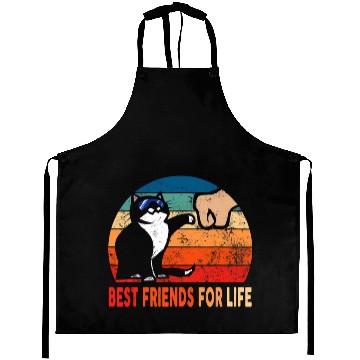 Discover Best Friends for Life Fist Bump Cat Owner Retro Aprons