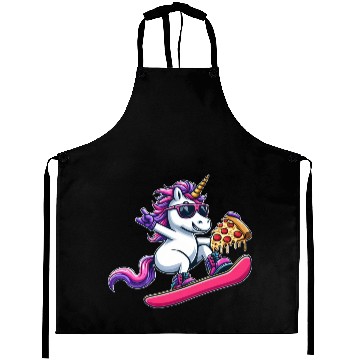 Discover Unicorn Snowboarder Pizza Cool Aprons