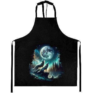 Discover Wolf Surrealistic Animal Kingdom Fantasy Aprons