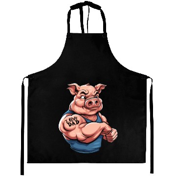 Discover Pig Pork Biceps Tattoo I Love Dad Aprons