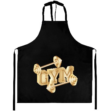 Discover gold dumbbell typography for gym enthusiasts Aprons