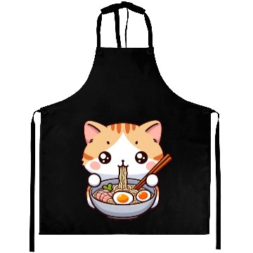 Discover Cute Cat Eating Ramen Aprons
